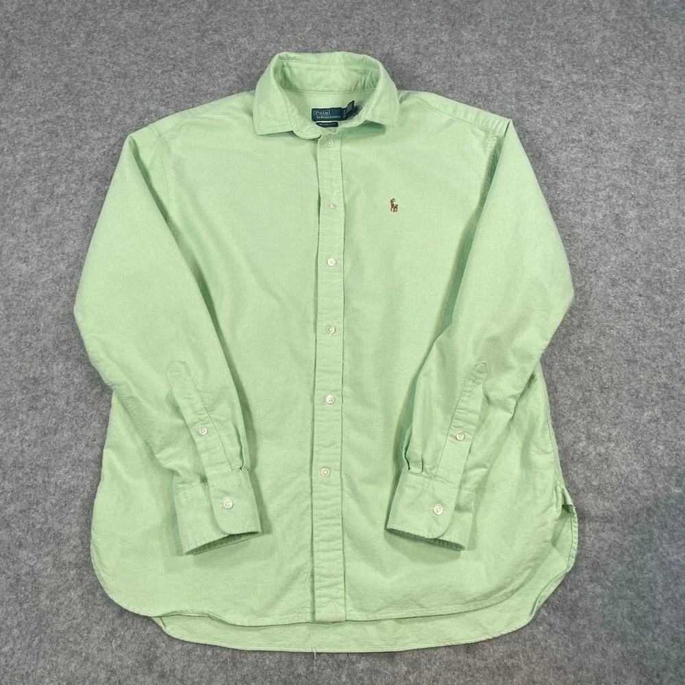 Polo Ralph Lauren Mens Button Down Shirt S Light Green Long Sleeve Relaxed Fit